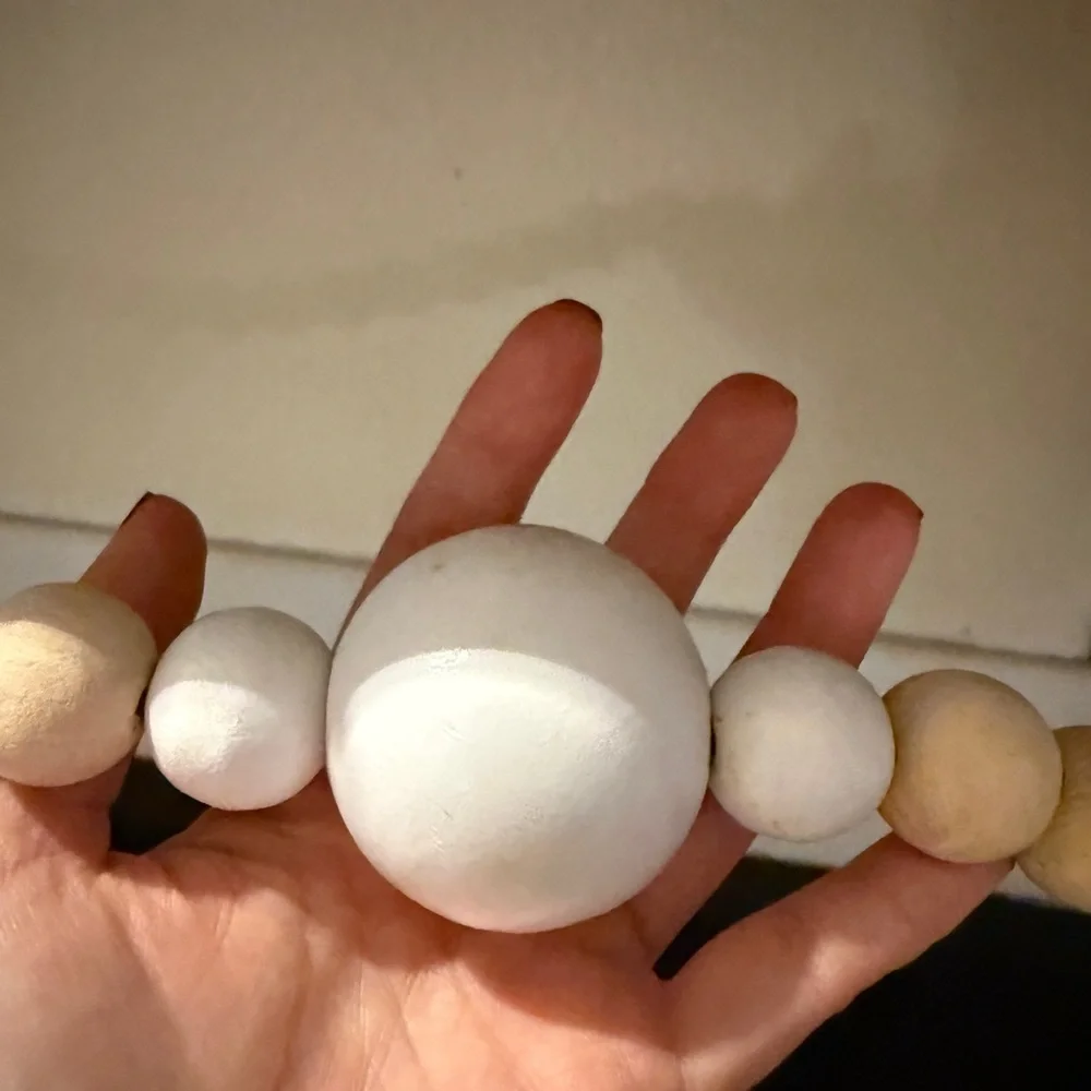 New ball bead garland wooden wood white holiday made in India with fringe
